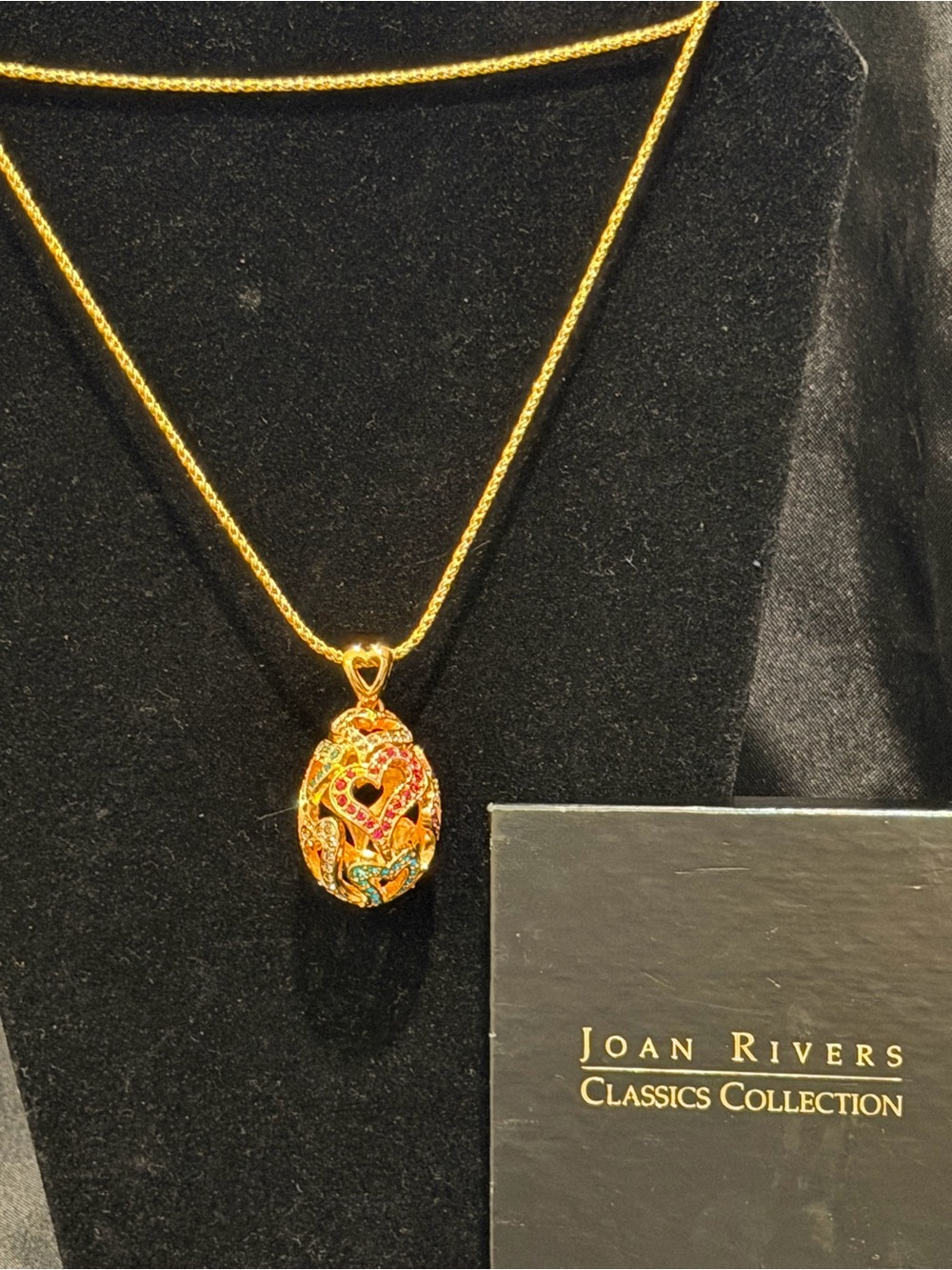 Joan Rivers Gold-Tone Jeweled Egg Pendant Necklace with Multicolor Accents! ❤️